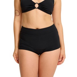 Modibodi Period Protection Swimwear - High Absorbency (40ml / 8 Tampons) Black Swim Bottoms - Leakproof Swim Shorts - 12/M