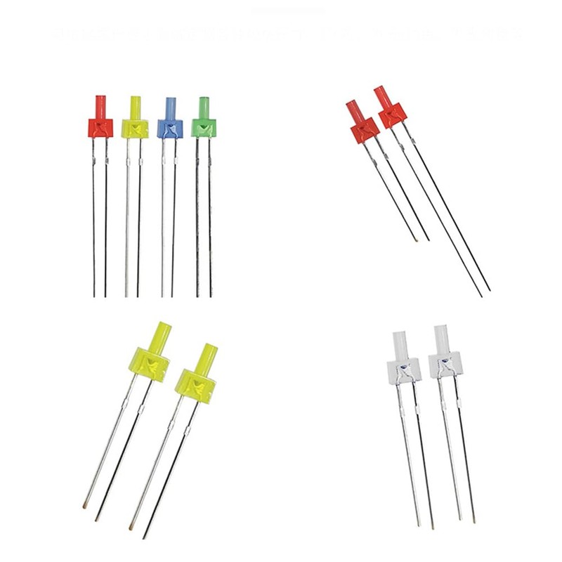 Cleiscry 100 pieces 2 mm multicoloured flat top, diffused LED