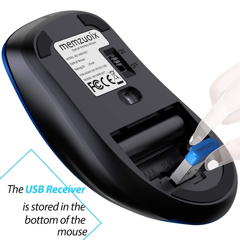 memzuoix - mouse inalámbrico portátil 2.4G, 1200 DPI inalámbrico óptico