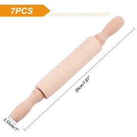 OLYCRAFT 7PCS Mini Wood Rolling Pin 20x2.55cm Unfinished Clay Rolling Pin Classic Blank Wood Rolling Pins for Baking Dough Roller Rolling Pin Wooden Utensil for Home Craft Making DIY Clay Handmade
