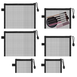 Bewudy 6 Stücke Mesh Organizer Tasche, Pencil Aufbewahrungsbeutel Mesh Beutel mit Reißverschluss Reise Spielzeug Ransparent Mäppchen Beutel Tragbar Reise Tasche für Schule Bürobedarf Kosmetik