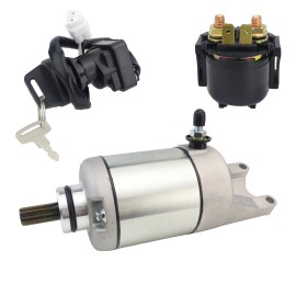 SOARIDER Starter & Relay for Kawasaki Prairie 360 KVF360 2003-2008 & Ignition Key Switch