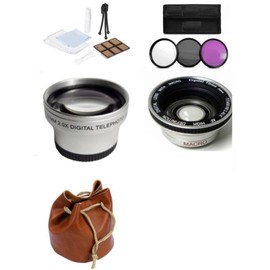 37MM Kit .45x Wide Angle Lens+ 2.5X Telephoto Lens + Filter Kit (UV/FLD/CPL) for Sony HDR-PJ10