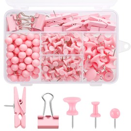 200 Pieces Pink Push Pins Thumb Tacks Cute Decorative Push Pins for Cork Board Bulletin Boards Wall Maps Pictures Office Supplies