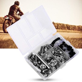 AYNEFY Motorcycle Fairing Bolt Kit Screws, 158Pcs/Set Universal Fairing Bolts Gasket Wrench Kit Windscreen Screws Fixing Sportbike Bolts Motorcycle Accessory(Silver)