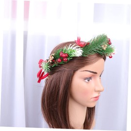 Beavorty Bridal Leaf Pine Cone Wreath Headband Realistic Christmas Decor for Wedding Holiday Photo Prop