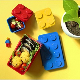 Stackable Lunch Box Bento Box Container Salad Box Oxford Character Brick Stylish for Kids Kids Family Picnic Travel (Red, Yellow, Blue, Total 3 Pack)