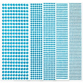 3555Pcs Gem Stickers Rhinestones for Crafts, Self Adhesive Jewels Stickers, Acrylic Gems DIY Craft Decorative Diamond Stickers, Small Stickers for Kids 5 Sizes 3/4/5/6/8 mm(Aqua Blue)