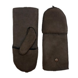 YISEVEN Women's Merino Sheepskin Leather Gloves Flip Fingerless Mitten Half Finger Sherpa Fur Cuff Thick Wool Lined and Heated Warm for Winter Cold Weather Dress Driving Work Gifts, Brown L