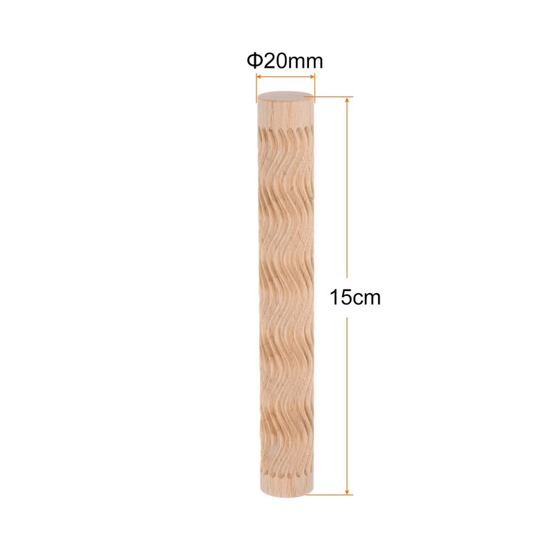 sourcing map Wood Clay Roller Wave 15cm x 2cm Beech