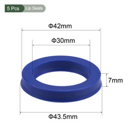 YOKIVE 5 Pcs UN Radial Shaft Seals, Industry PU Oil Seals for Hydraulic Cylinders (Blue, 30-mm ID x 42-mm OD 7-mm Width)