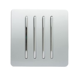 Trendi 4 Gang 2 Way Artistic Modern Glossy 10 Amp Rocker Tactile Light Switch Silver ART-SS8SI