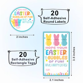 Happy Easter Sticker Kit - Hope Your Easter is Bubble of Fun! 20 Round Sealing Label & 20 Gift Tags - Colorful Gift Wrapping Sticker Set for Kids, Adults, Party Favor & Decorations - A02