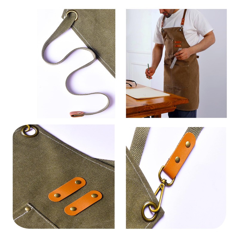 Cosymate Work Canvas Apron with Pockets for Men, Heavy Duty,