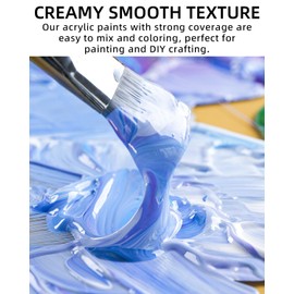 Nicpro 24 Colors Large Bulk Acrylic Paint Set (8.45 oz/250 ml), Rich Pigments Non Toxic, Bulk Painting Supplies for Artist Beginners on Canvas, Wood, Rock, Glass, Ceramic, Crafts with Color Wheel