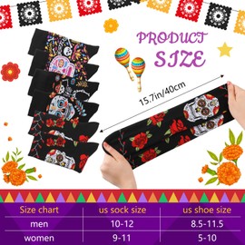 Tarpop 6 Pairs Day of the Dead Sock Dead Cotton Socks Unisex Funny Dia De Los Muertos Crew Socks Gifts for Men's Women