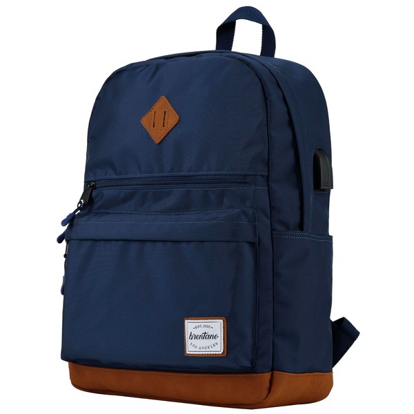 B BRENTANO Unisex Water Resistant Daypack (Navy)