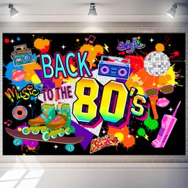 80s Background 7 x 5 ft Graffiti Back to The 80s Backdrop 1980s Birthday Party Decorations 90s Banner for Hip Hop Disco Glow Party Photography Props Supplies