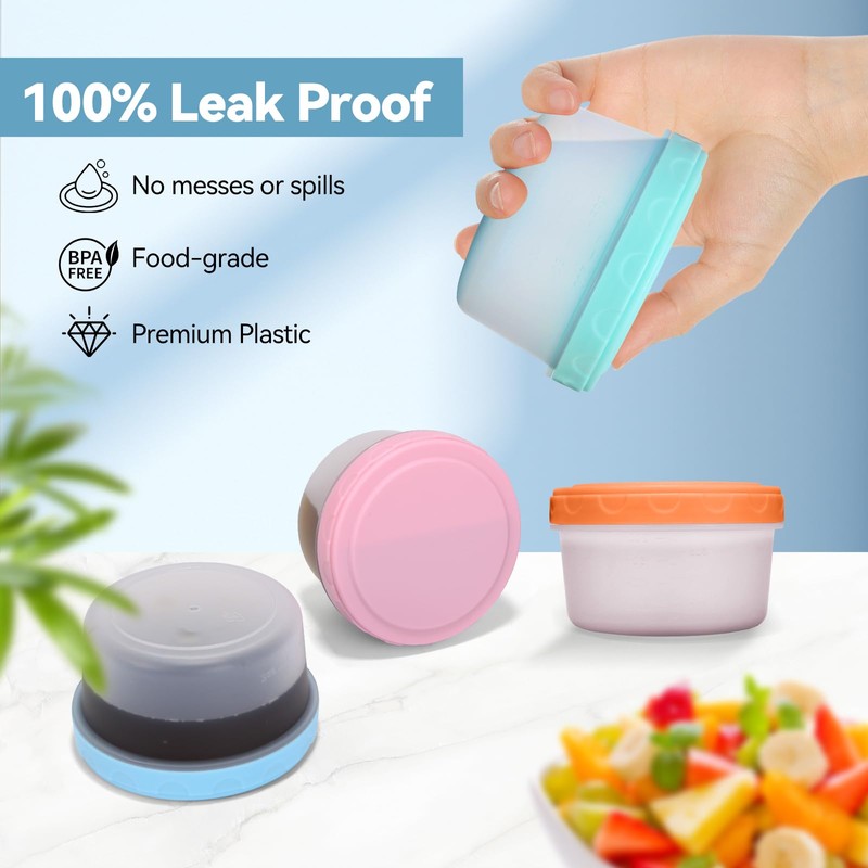 IKiKiCubee Small Containers with Lids, Reusable Plastic Containers for Snack