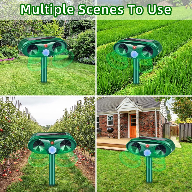 4 Pack 2025 Solar Ultrasonic Animal Repellent Squirrel Fortress Pro