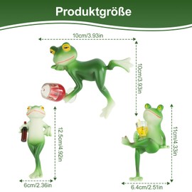 EliphonTowne 3 Frog Garden Decoration Outdoor - Funny Figures for Hanging on the Flower Pot, Garden Decoration for Outdoor Weatherproof with Whimsical Decoration for Balcony or Mini Pond
