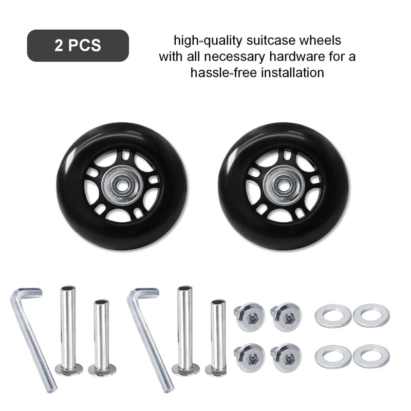 Joyangy 70 x 24mm Luggage Wheels Replacement, 2Pcs Rubber Suitcase