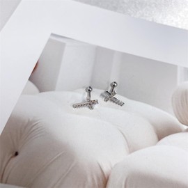 NewZenro 20g Cross CZ Cartilage Small Stud Earring for Women Men Cute Minimalist Crystal Tragus Helix Surgical Stainless Steel Hypoallergenic Tiny Mini Studs BarBall Screw Backs Birthday Gift