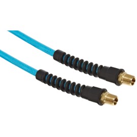 Coilhose Pneumatics PFE41004T Flexeel Reinforced Polyurethane Air Hose, 1/4-Inch ID, 100-Foot Length with (2) 1/4-Inch MPT Reusable Strain Relief Fittings, Transparent Blue