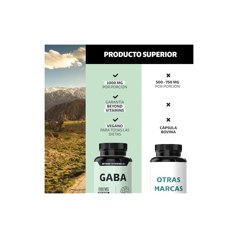 Beyond Vitamins Gaba 1000 Cápsulas Tecnología Vegana Ácido Gamma Aminobutírico
