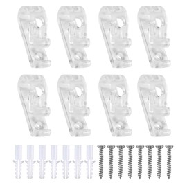 8 Pcs Blind Cord Safety Device Clear Roller Blind Clips,Plastic Roman Roller Blind Chain Cord P Clips Hooks,Roman Blind P Clip,Blind Safety Clips for Cord for Blinds with 16 Screws,16 Plastic Pillars