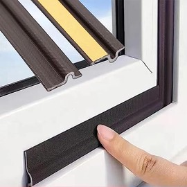 Tira de Sellado de Ventanas，Burletes para Puertas y Ventanas，Protector Frio Aislante Termico Anti Ruido Guarda Polvo para Ventanas y Puerta，Viento, Polvo, Ruidos e Insectos (20M, Marrón)