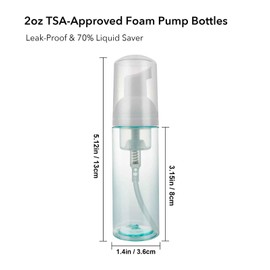 GZRYEJLEI 2 Pack Green+Pink Foam Pump Bottle Dispenser, Travel 60 ml Refillable Empty Plastic Foaming for Hand Soap, Face Wash, Lash Shampoo, Skin Care