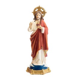 DRW Hand Painted Resin Heart Jesus Figurine 22cm