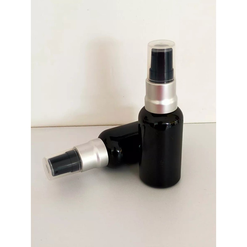 Meliars Dispensador 30 Ml Negro Cristal Bomba Aluminio (10 Piezas)