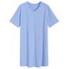 Latuza Men's Cotton Nightshirt Short Nightgown 2 Pack, Navy/Light Blue,