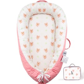 Baby Lounger for Newborn 0-24 Months – Breathable & Soft Baby Nest Cotton Cover – Reversible, Lightweight & Portable Infant Lounger for Girl & Boy - Baby Essentials for Home & Travel by Leosole