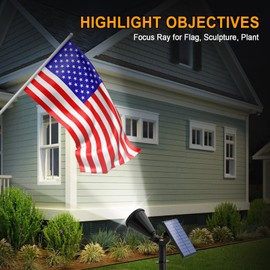 WELALO Solar Spot Lights Outdoor Waterproof for Flag, [2 Pack/4 Modes] Landscape Spotlights 180° Adjustable Solar Powered Lights for Walkway Pathway Tree Yard Garden Wall Driveway Statue Cool White