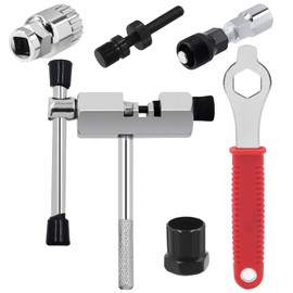 Glarks 6Pcs Bike Repair Tool Kit Including Bicycle Crank Extractor, Bike Bottom Bracket Removal Tool with Anti Drop Auxiliary Tool, 16mm Spanner, Bike Freewheel Remover and Bike Chain Breaker Tool