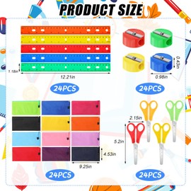 Ctosree 96 Pcs Back to School Supply Kit for Kids School Backpack Essentials School Supplies Include Plastic Rulers, Pencil Pouch, Safety Scissors, Pencil Sharpeners for Student Classroom School