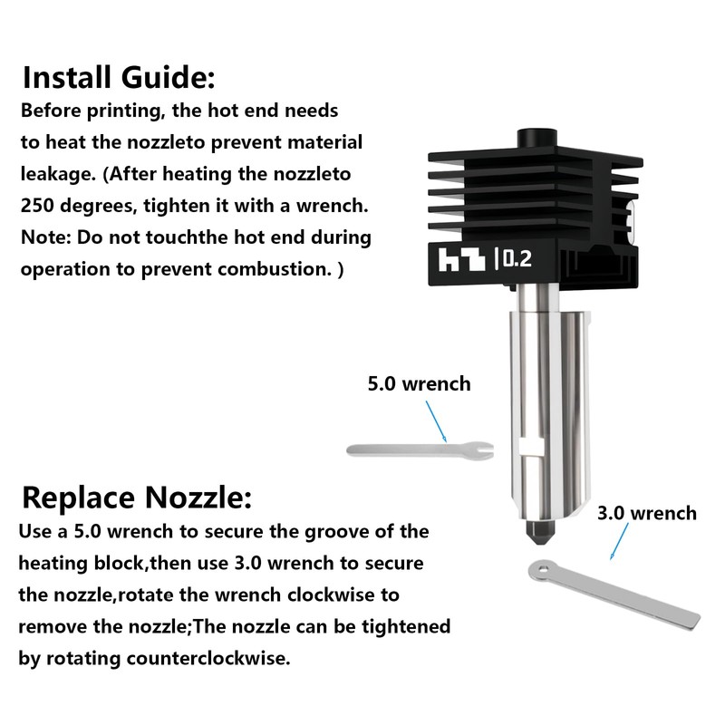 2 Pack 0.4MM Hotend für Bambu Lab H2D, Upgraded gehärtetem