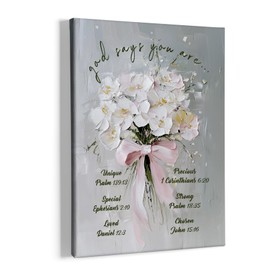 HIWX Inspirational Christian Wall Decor, God Says You Are Flowers Framed Canvas Painting Wall Art Decor, Bible Verse Scripture Floral Wall Art Home Decoration for Home Bedroom Living Room, 11x14