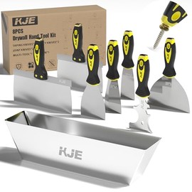 KJE 8PCS Drywall Tools, drywall knife set, drywall tool kit includes taping knives, putty knives, joint knives, and a mud pan, for Wall Work, espatulas para construccion