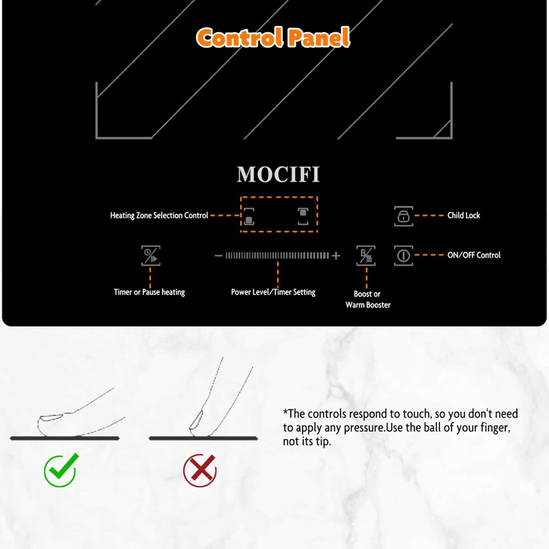 MOCIFI 12 Inch Induction Cooktop 2 Burners, 1700W Built-in &