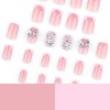 24 Pcs Pink French Tip Press on Nails Short Square