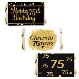 75th Birthday Party Mini Candy Bar Wrappers - 75th Birthday Party Decor - 45 Stickers