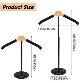 AojSup 2 Pack Shirt Display Stand, T Shirt Display Stand for Vendors, 18-30 Inch Height Adjustable Clothing Displays Stands, Portable Shirts Hanger Stands for Clothing Garment Coat Retail Vendor