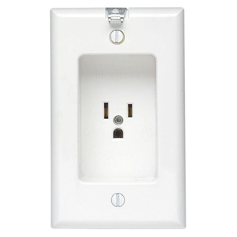 Leviton 15 Amp/125V 1 Gang Recessed Single Receptacle, Residential Grade,