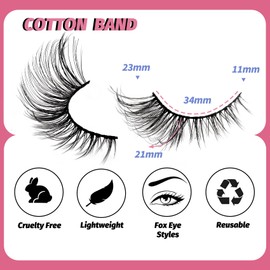 Veleasha Lashes Kit with Glue & Tweezer Cat Eye Lashes that Look Like Extensions Full Fake Eyelashes Wispy Fox Eye Lashes Natural Look 7 Pairs Faux Mink Lashes Pack (Fox Eye)