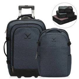 Hynes Eagle 2 in 1 Carry-on Trolley Luggage Suitcase Detachable Compact Business Backpack - Gray