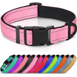 Joytale Reflective Dog Collar,Soft Neoprene Padded Breathable Nylon Pet Collar Adjustable for Puppy Dogs, Pink, XS